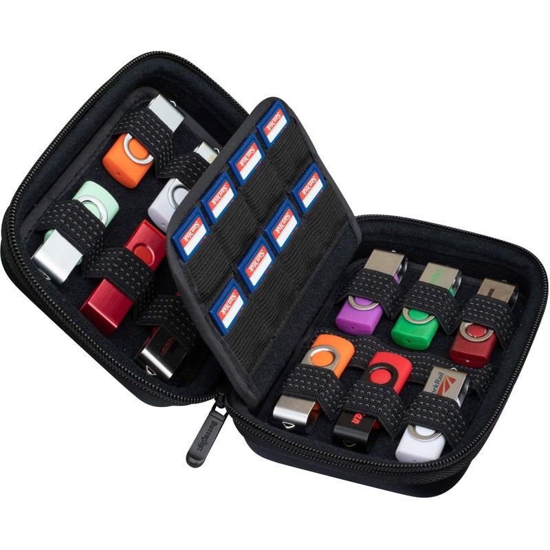 ButterFox USB Thumb Flash Pen Drive Storage Holder/Memory Card SD SDXC SDHC Card Holder Case/External Hard Drive Case/Universal Electronic Accessories Organizer (12USB+16SD) - Image 1